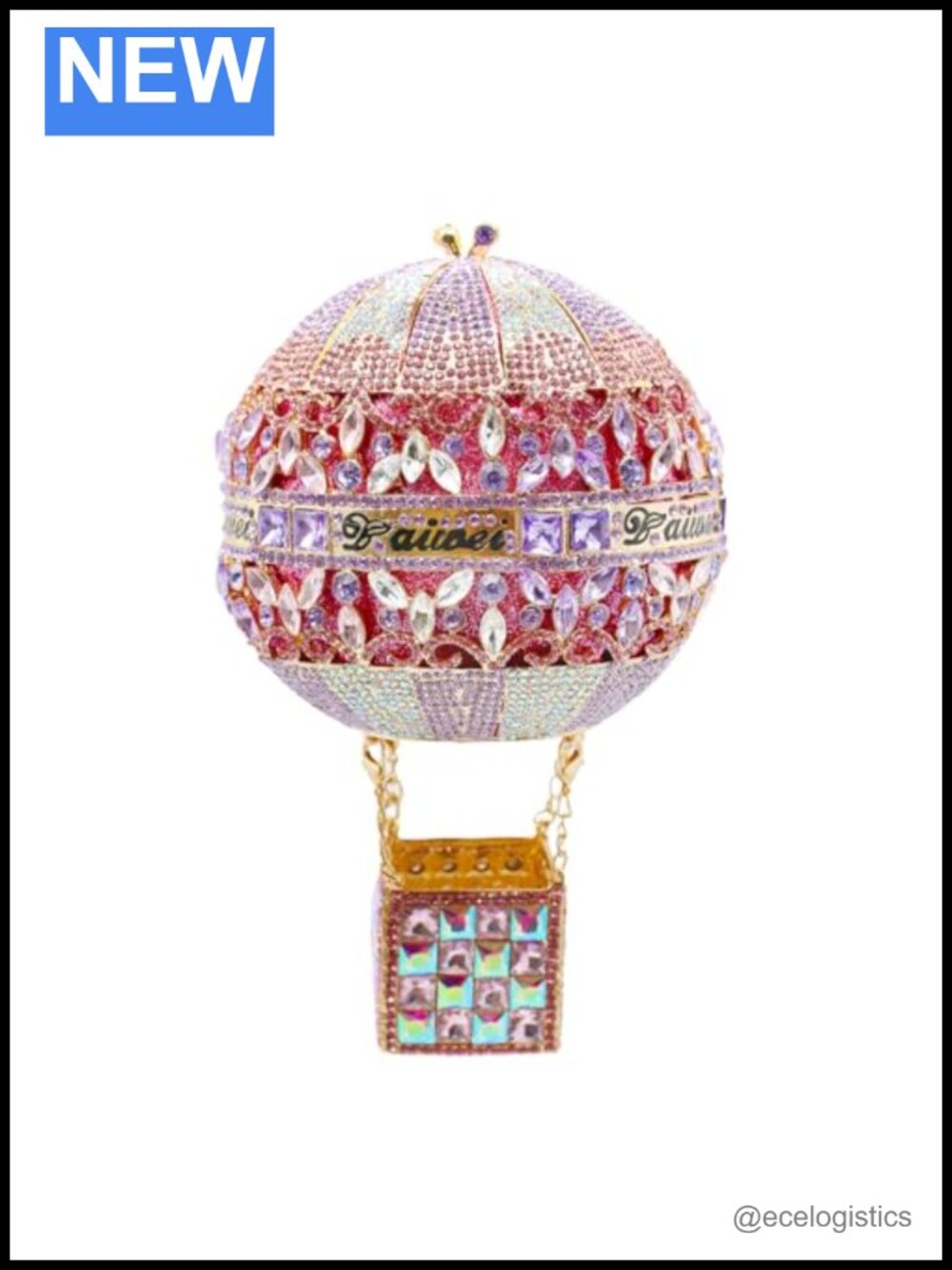 Rhinestone Crystal Clutch Handbag for Women Hot Air Balloon Design Evening Bag